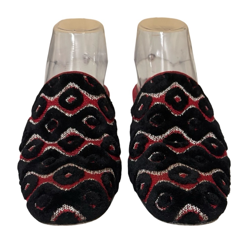 Stuart Weitzman Mulearky Red & Black Geometric Slip On Mule - Picture 2 of 9